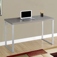 30" Dark Taupe Particle Board and Silver Metal Computer Desk