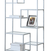 72" Metal and Tempered Glass Bookcase