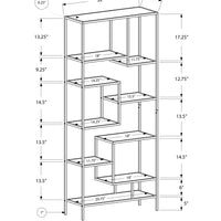 72" Metal and Tempered Glass Bookcase