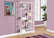 72" White Metal and Tempered Glass Bookcase
