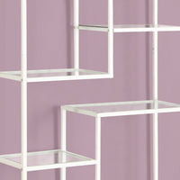 72" White Metal and Tempered Glass Bookcase