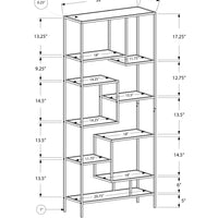 72" White Metal and Tempered Glass Bookcase