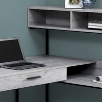 47.25" Grey MDF and Black Metal Corner Computer Desk