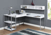 47.25" White MDF and Silver Metal Corner Computer Desk