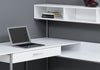 47.25" White MDF and Silver Metal Corner Computer Desk