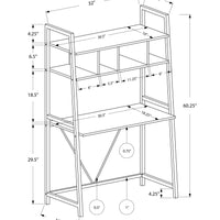 60.25" White MDF and White Metal Computer Desk