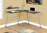 36.75" Cappuccino MDF and Silver Metal Computer Desk