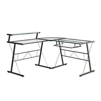 36.75"  Black Metal and Tempered Glass Computer Desk