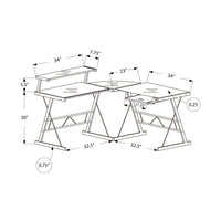 36.75"  Black Metal and Tempered Glass Computer Desk