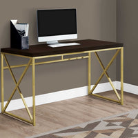29.75" Particle Board and Gold Metal Computer Desk