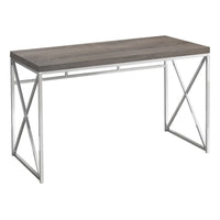 29.75" Dark Taupe Particle Board and Chrome Metal Computer Desk