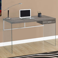 30" Particle Board and Clear Tempered Glass Computer Desk