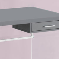 30" Glossy Grey Particle Board and Clear Tempered Glass Computer Desk