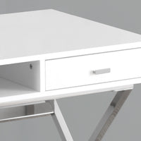 29.25" Particle Board and Chrome Metal Computer Desk