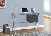 30.25" Grey Metal and Tempered Glass Computer Desk