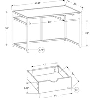 30" MDF and Black Metal Computer Desk