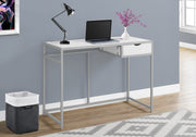 30" White MDF and Silver Metal Computer Desk
