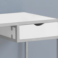 30" White MDF and Silver Metal Computer Desk