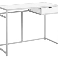 30" White MDF and Silver Metal Computer Desk