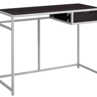30" Cappuccino MDF and Silver Metal Computer Desk