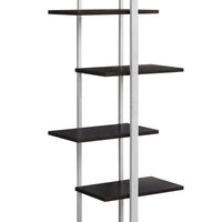 60" Cappuccino MDF and Silver Metal Bookshelf