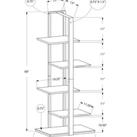 60" Cappuccino MDF and Silver Metal Bookshelf