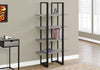 60" Dark Taupe MDF and Black Metal Bookshelf