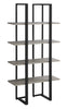 60" Dark Taupe MDF and Black Metal Bookshelf