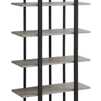 60" Dark Taupe MDF and Black Metal Bookshelf