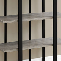 60" Dark Taupe MDF and Black Metal Bookshelf