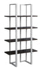 60" Cappuccino MDF and Silver Metal Bookshelf