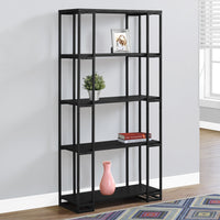 62" MDF and Black Metal Bookcase
