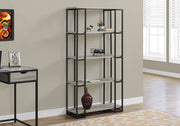 62" Dark Taupe MDF and Black Metal Bookcase