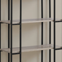 62" Dark Taupe MDF and Black Metal Bookcase