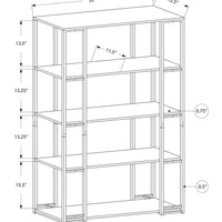 62" Dark Taupe MDF and Black Metal Bookcase