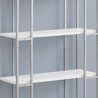 62" White MDF and Silver Metal Bookcase