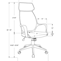 46" Grey Microfiber, MDF, Metal, and Polyprene High Back Office Chair