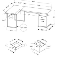 30" Particle Board, Hollow Core, and Silver Metal Computer Desk