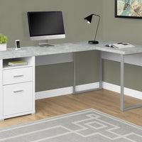 COMPUTER DESK - 80"L WHITE - CEMENT-LOOK LEFT-RIGHT FACE