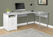 COMPUTER DESK - 80"L WHITE - CEMENT-LOOK LEFT-RIGHT FACE