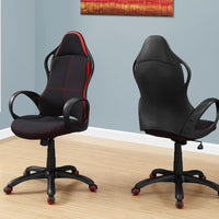 46" Black and Red Fabric, MDF, Metal, Polypropylene Multi Position Office Chair