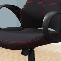 46" Black and Red Fabric, MDF, Metal, Polypropylene Multi Position Office Chair