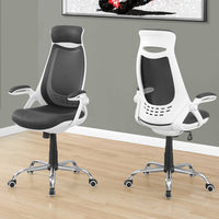 45" White and Grey Foam, Polypropylene, and Metal Office Chair with a High Back