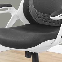 45" White and Grey Foam, Polypropylene, and Metal Office Chair with a High Back