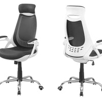 45" White and Grey Foam, Polypropylene, and Metal Office Chair with a High Back