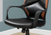 45.75" Brown Leather Look, Black Polypropylene, MDF, and Metal Office Chair