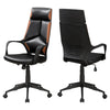 45.75" Brown Leather Look, Black Polypropylene, MDF, and Metal Office Chair