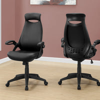 46.8" Black Leather Look, Polypropylene, and Metal Multi Position Office Chair