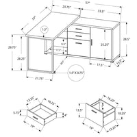 30" Cappuccino Particle Board, Hollow Core, and Silver Metal Computer Desk