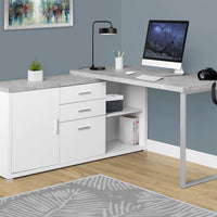 30" White Particle Board, Hollow Core, and Silver Metal Computer Desk